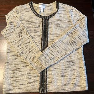 Charter Club Shimmer Zip Up Sweater PETITE LARGE